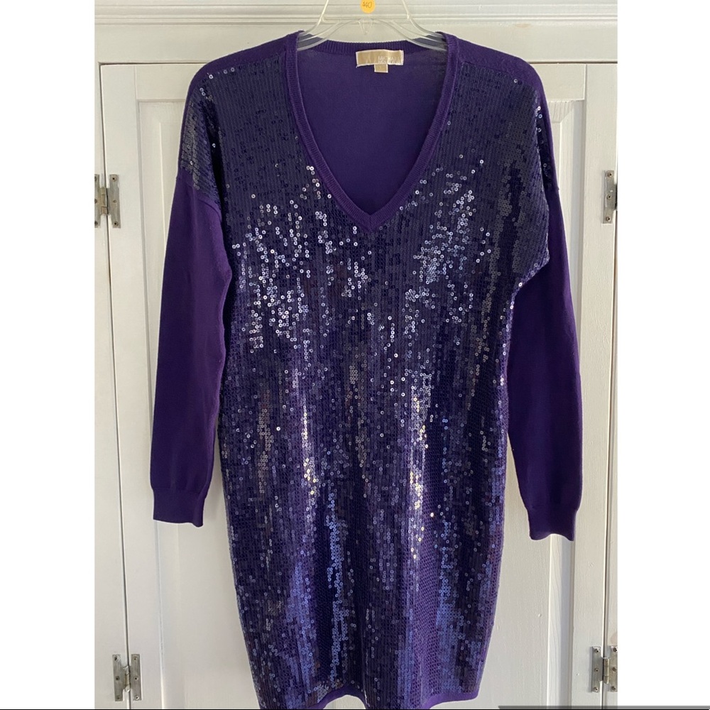 MICHAEL KORS PURPLE SEQUIN SWEATER TUNIC